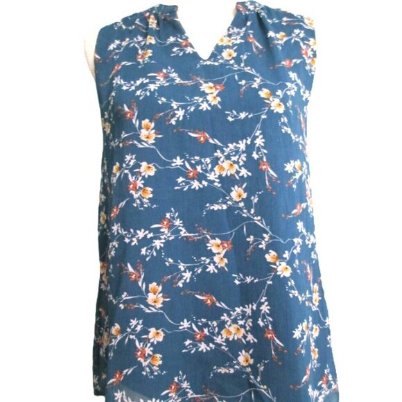 Papermoon Blouse Teal Floral Print Size XS Sleeveless V-Neck Top NWT - Picture 1 of 15